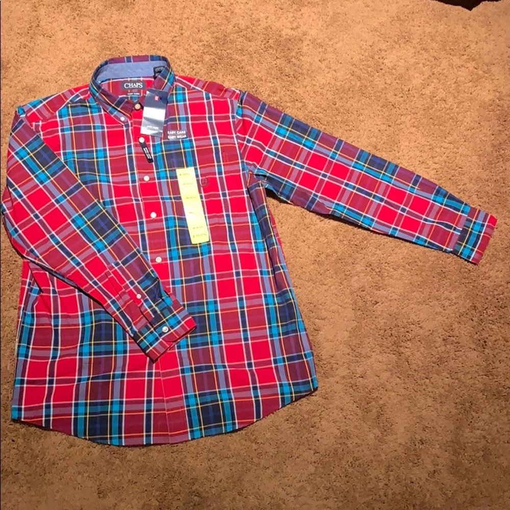 Chaps easy care red plaid shirt